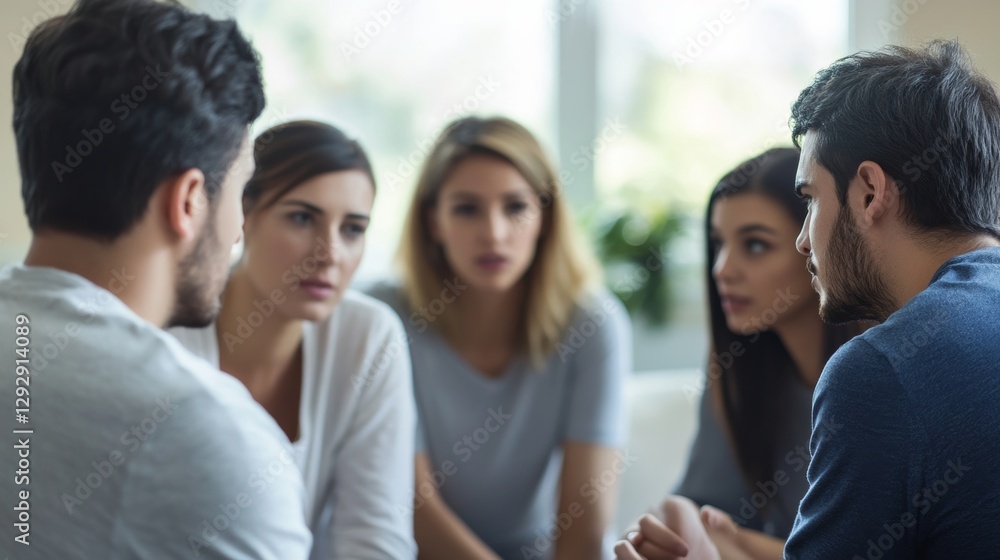 Obraz premium A family talking about carbon monoxide safety procedures in their home. Featuring care and preparedness