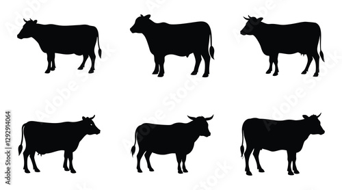  Cow silhouette vector set illustration