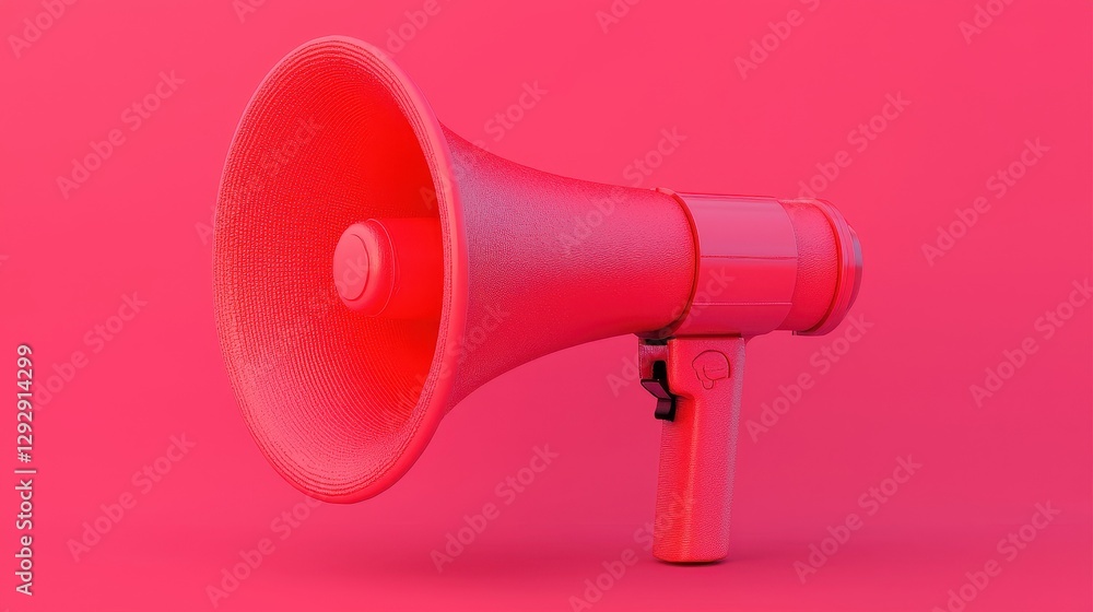 Vibrant Pink Megaphone on a Bold Background for Communication, Marketing, Announcement, or Promotion Use Vibrant Pink Megaphone on a Bold Background for Communication, Marketing, Announcement, or Promotion Use
