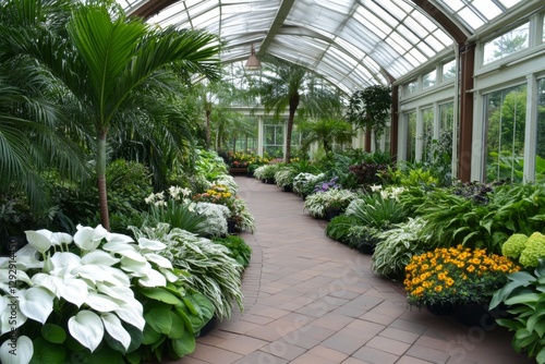 A butterfly garden filled with exotic plants, colorful blossoms, and a myriad of fluttering wings