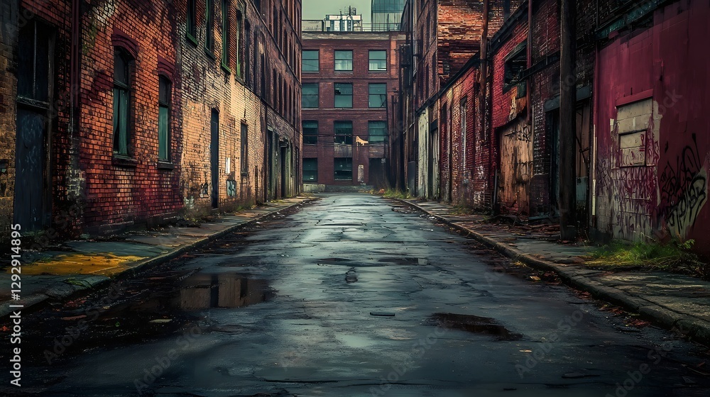 Fototapeta premium Desolate Urban Alleyway A Moody Cityscape Photograph