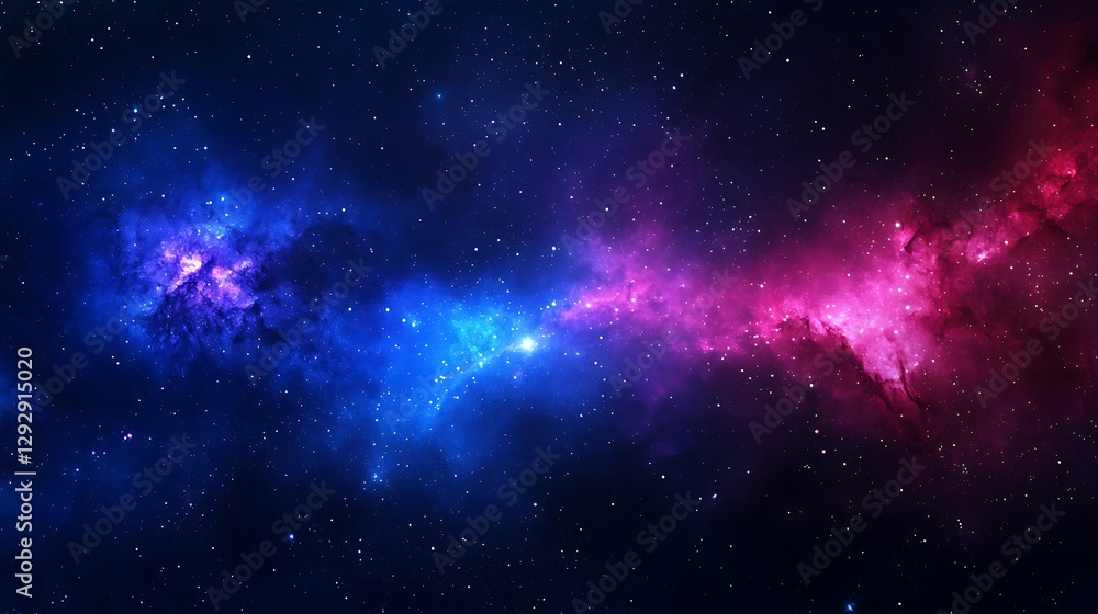 Fototapeta premium Cosmic Nebulae Blue Pink Starry Night Sky