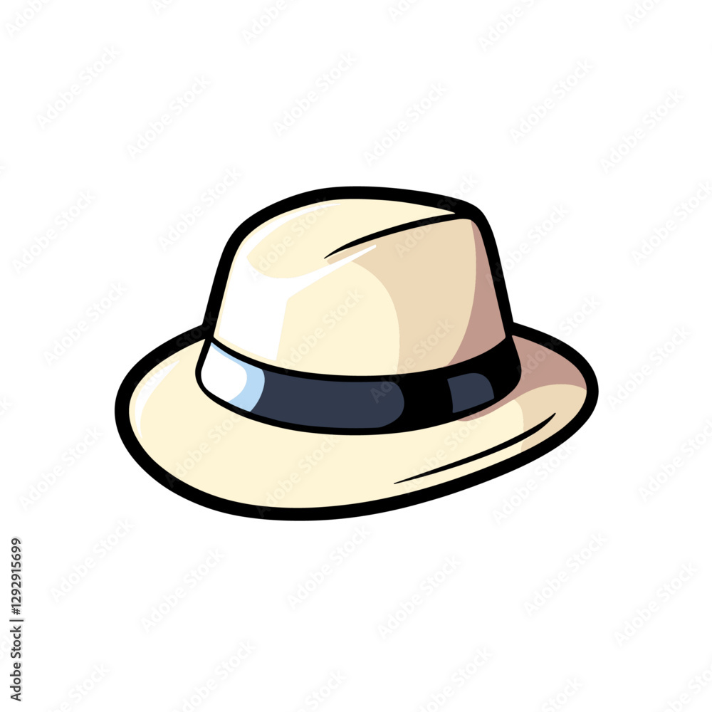Charming illustration of a stylish hat with a sleek band perfect for adding a touch of elegance and sun protection on a sunny day Charming illustration of a stylish hat with a sleek band perfect for adding a touch of elegance and sun protection on a sunny day