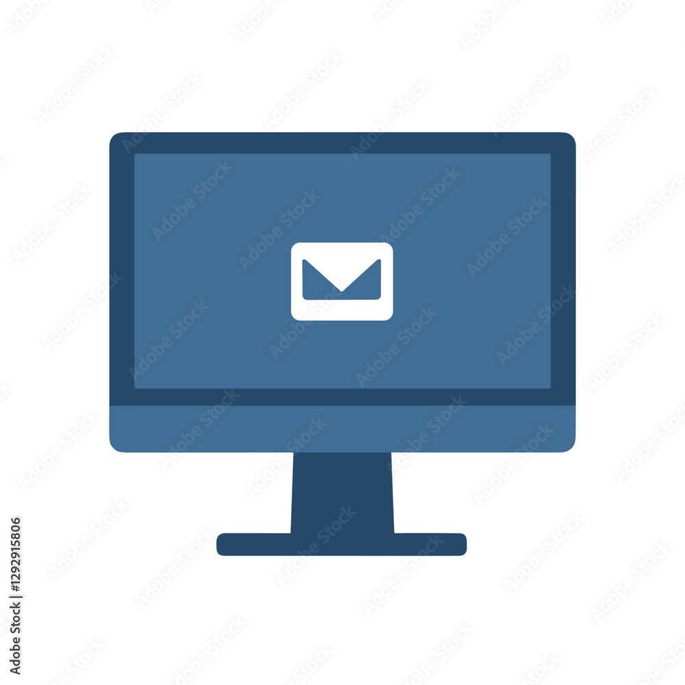 A blue desktop computer displays an email notification signifying new communication received The flat design is clean and inviting A blue desktop computer displays an email notification signifying new communication received The flat design is clean and inviting