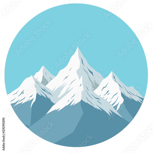 Majestic mountain peaks with snowy caps a serene alpine vista set against a clear blue sky Perfect for nature themes