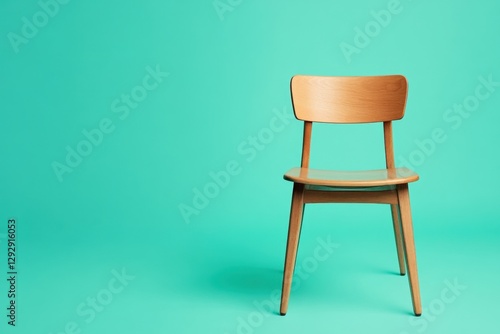 Wallpaper Mural Simple wooden chair stands alone in front of a green background Torontodigital.ca