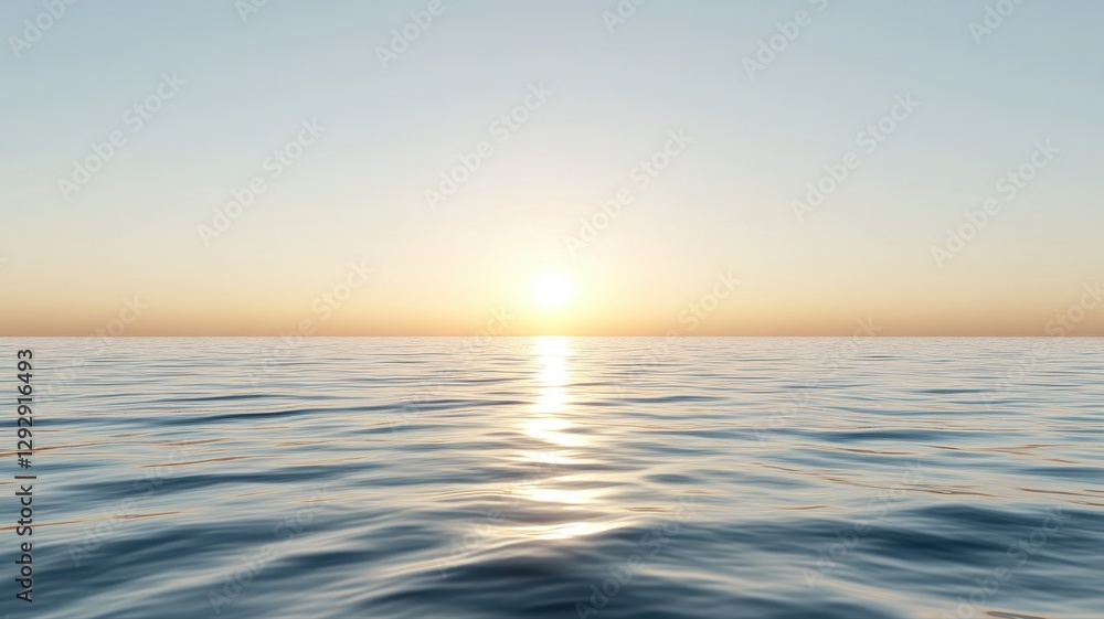 Obraz premium Serene ocean view at sunrise with gentle waves and a clear sky. Tranquil scene capturing the beauty of nature.