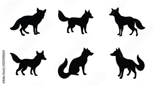 Fox Silhouette Vector - Wild Animal Icon Set