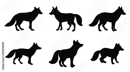  Fox Silhouette Vector - Wild Animal Icon Set