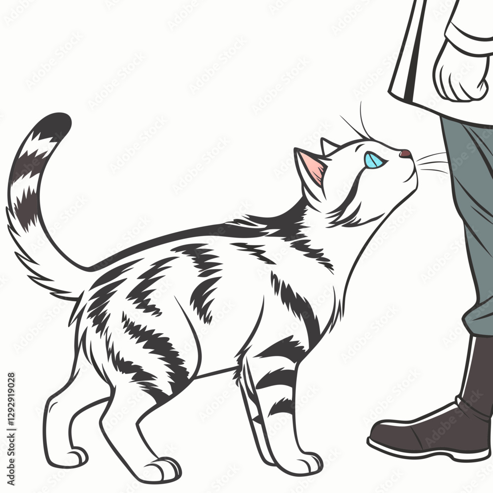 Obraz premium Realistic full-body American Shorthair cat on a white background