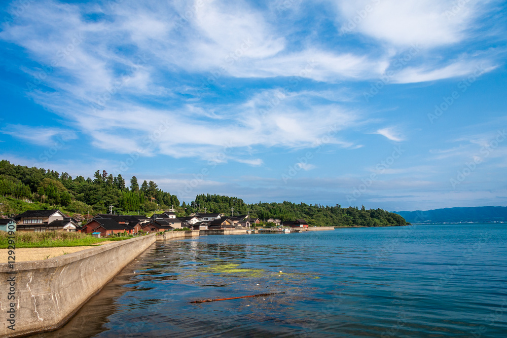 石川県　能登島大橋　快晴の海と空　9月
