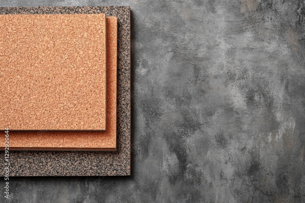 Fototapeta premium Soundproofing material such as foam and cork on a cement wall for studio isolation