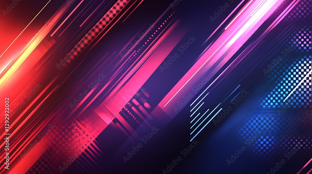 Fototapeta premium Abstract Neon Lines and Geometric Patterns Design