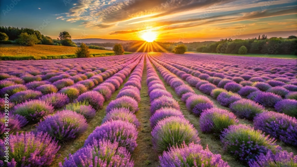 Aerial View of a Lush Lavender Field in a Summer Garden - High-Resolution Stock Photo Aerial View of a Lush Lavender Field in a Summer Garden - High-Resolution Stock Photo