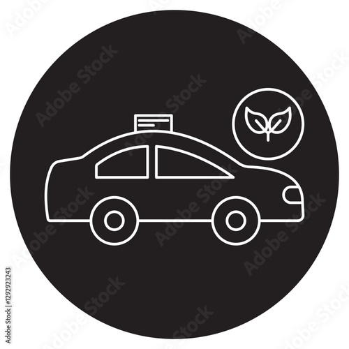 Low Carbon Taxi icon, Eco-Friendly Taxi Service, Sustainable Urban Mobility, Green Ride Low Carbon Taxi, vector