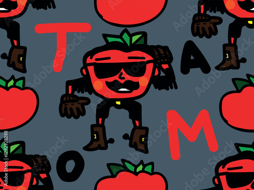Sherif Tomato. Seamless vector pattern for design and decoration. 