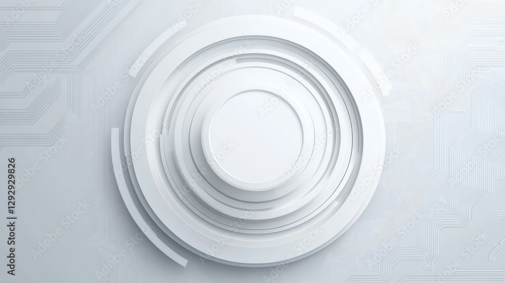 Obraz premium Abstract white circular graphic design element on a light gray background.