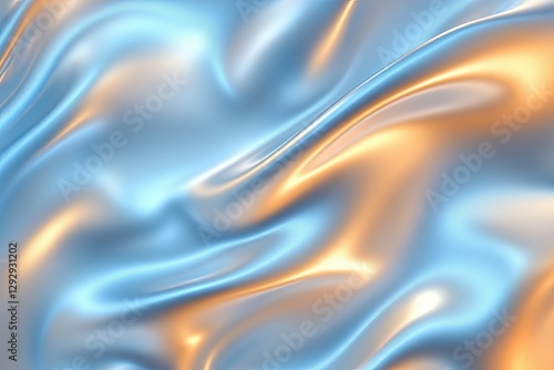 Shiny Blue and Gold Satin Fabric with Soft Folds, A luxurious abstract background featuring smooth, flowing satin fabric in shimmering blue and gold tones, creating a soft and elegant texture.  
  
