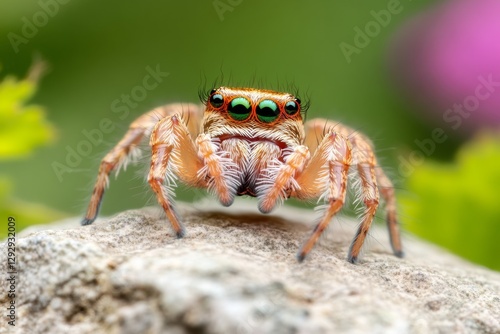 Wallpaper Mural A jumping spider staring directly at the camera, its large, glimmering eyes and colorful patterns clearly visible Torontodigital.ca