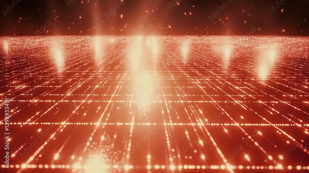 Abstract Orange Grid Of Light And Particles Abstract Orange Grid Of Light And Particles