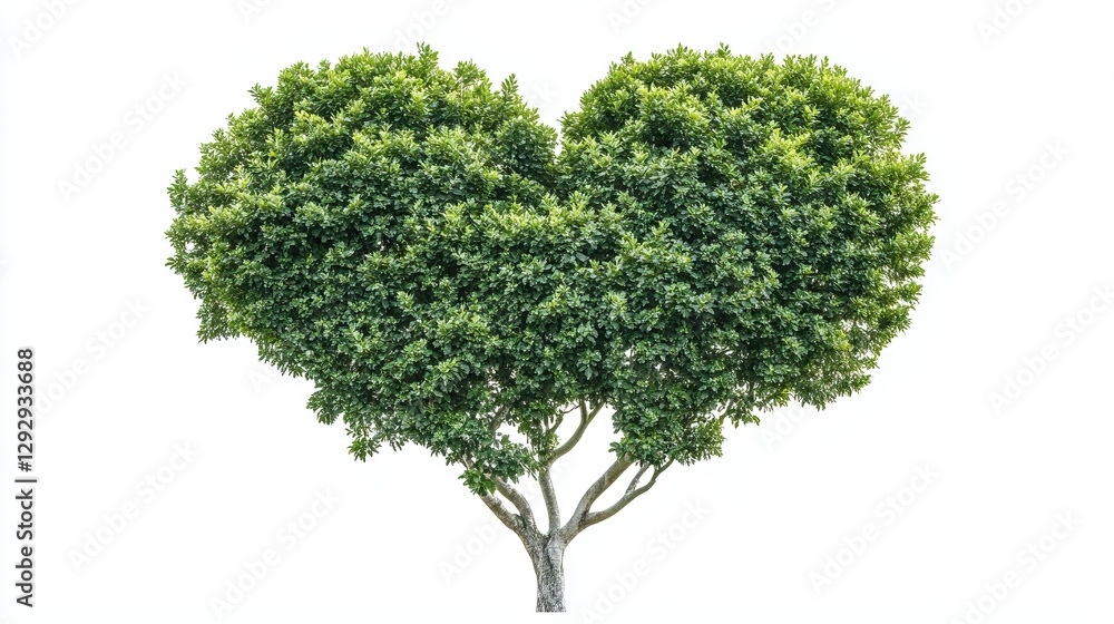 Fototapeta premium Green natural tree heart shaped isolated on white background