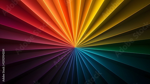 Wallpaper Mural The image contains a radial pattern of numerous, slender, colorful rectangular shapes emanating from a central point.  The colors transition smoothly from dark purples and reds at the outer edges thr Torontodigital.ca