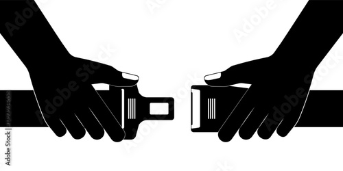 Safety Seat Belt. Car Seat Belt. Fasten Your Seat Belt. Safety First and Drive Safety Concept. Vector Illustration. 