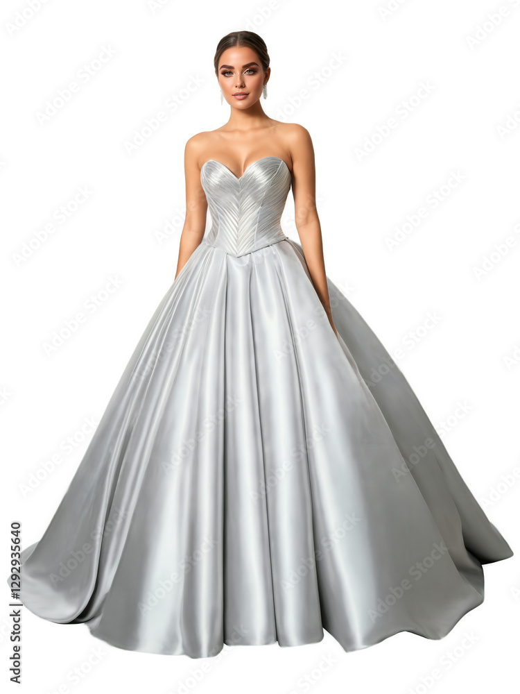 Iridescent Silver Ball Gown, featuring a voluminous skirt that creates a dramatic effect, strapless sweetheart neckline, corseted bodice providing structure, Iridescent Silver Ball Gown, featuring a voluminous skirt that creates a dramatic effect, strapless sweetheart neckline, corseted bodice providing structure,