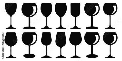 Black silhouette set of champagne wineglasses