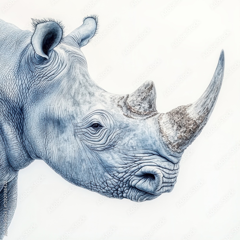 Obraz premium Pixelated White Rhinoceros Portrait