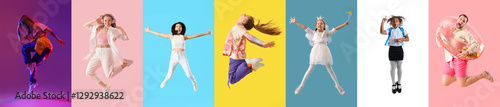Collage of jumping people o...