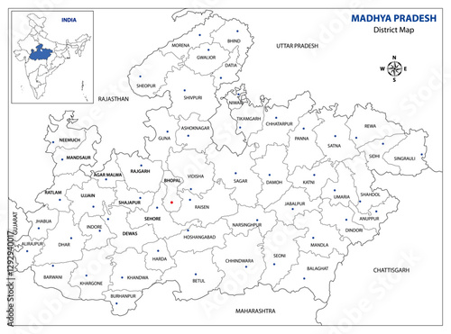 Outline Map of Madhya Pradesh, India - High-Resolution Illustration
