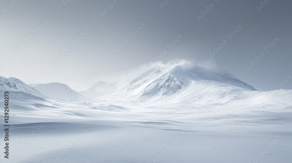 Serene Winter Landscape with Snow-Covered Mountains and Clouds Serene Winter Landscape with Snow-Covered Mountains and Clouds