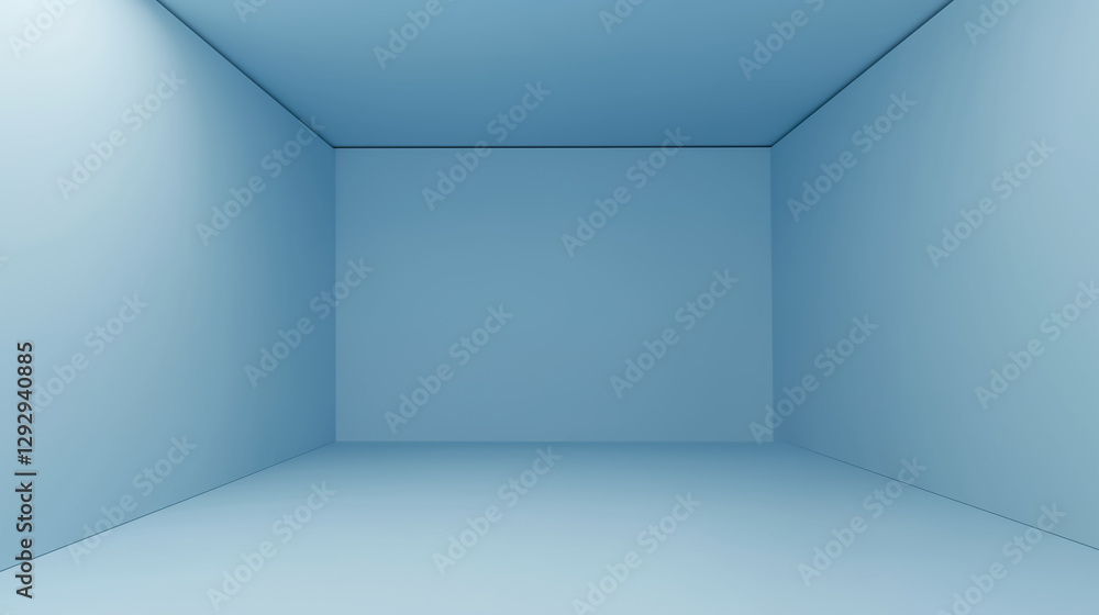 A minimalist blue room interior with smooth walls and ample space for creativity. A minimalist blue room interior with smooth walls and ample space for creativity.