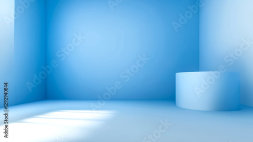 A minimalist blue room interior, perfect for modern design projects and backgrounds.