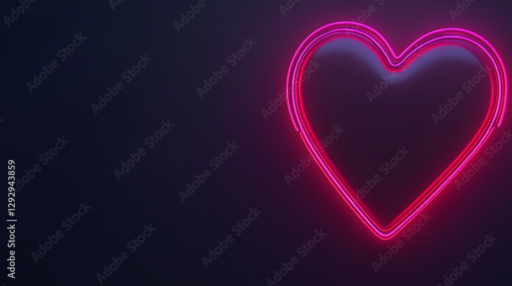 Neon Pink Double Lined Heart Shape Design Neon Pink Double Lined Heart Shape Design