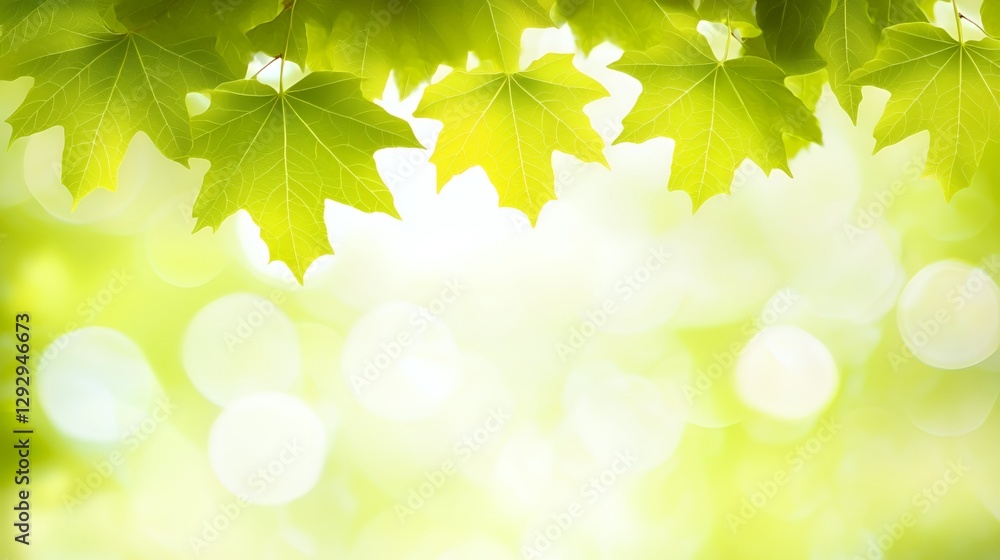 Naklejka premium Bright Green Maple Leaves Background