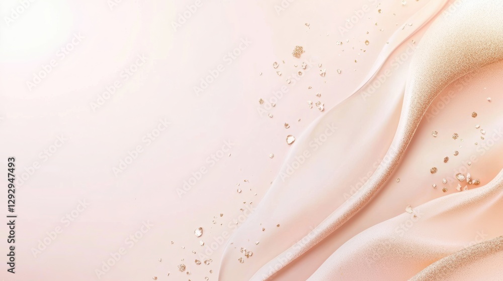 Obraz premium Delicate Swirls: An elegant and abstract display of flowing cream and droplets with soft gradient hues, representing beauty and skincare concepts.