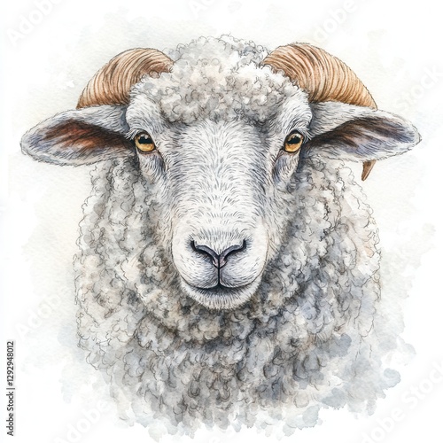 Wallpaper Mural Watercolor Sheep Portrait Torontodigital.ca