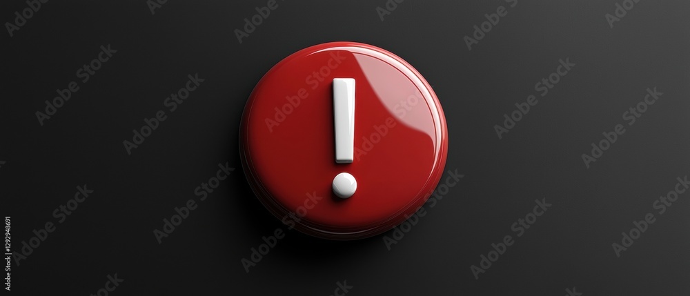 Glossy red warning symbol with exclamation mark Glossy red warning symbol with exclamation mark