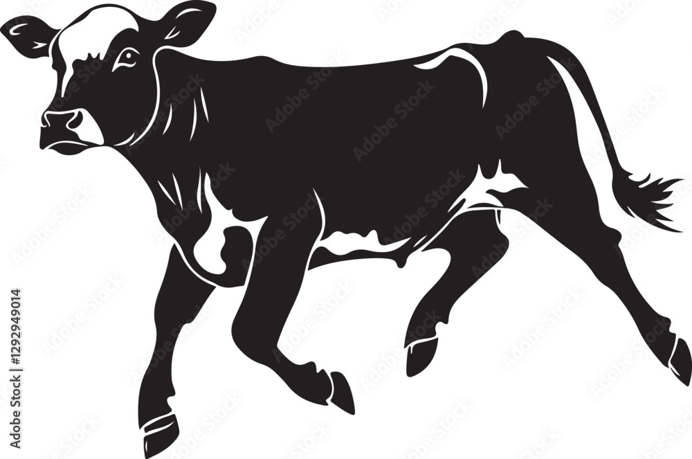 Obraz premium Bounding Bovine: The Lively Leap of a Cow 