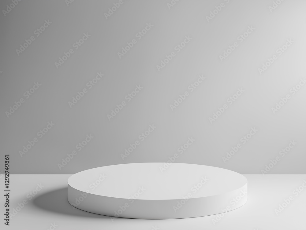 Minimalist white podium against a neutral backdrop for product display or presentation. Minimalist white podium against a neutral backdrop for product display or presentation.