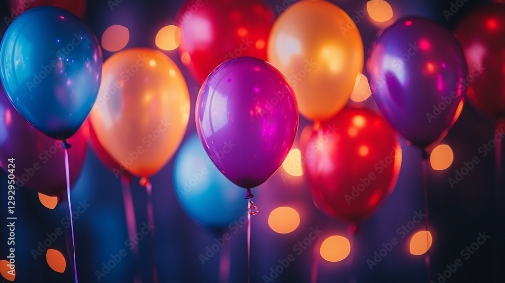 Colorful balloons with bokeh lights. Colorful balloons with bokeh lights.