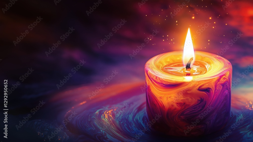 Colorful cartoon illustration of an elegant candle with swirling colors Colorful cartoon illustration of an elegant candle with swirling colors