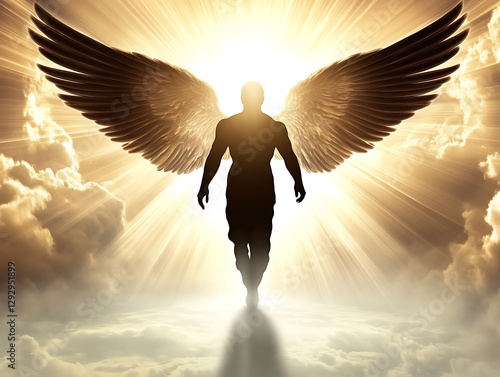 Angelic Figure Walking Heaven's Radiance
