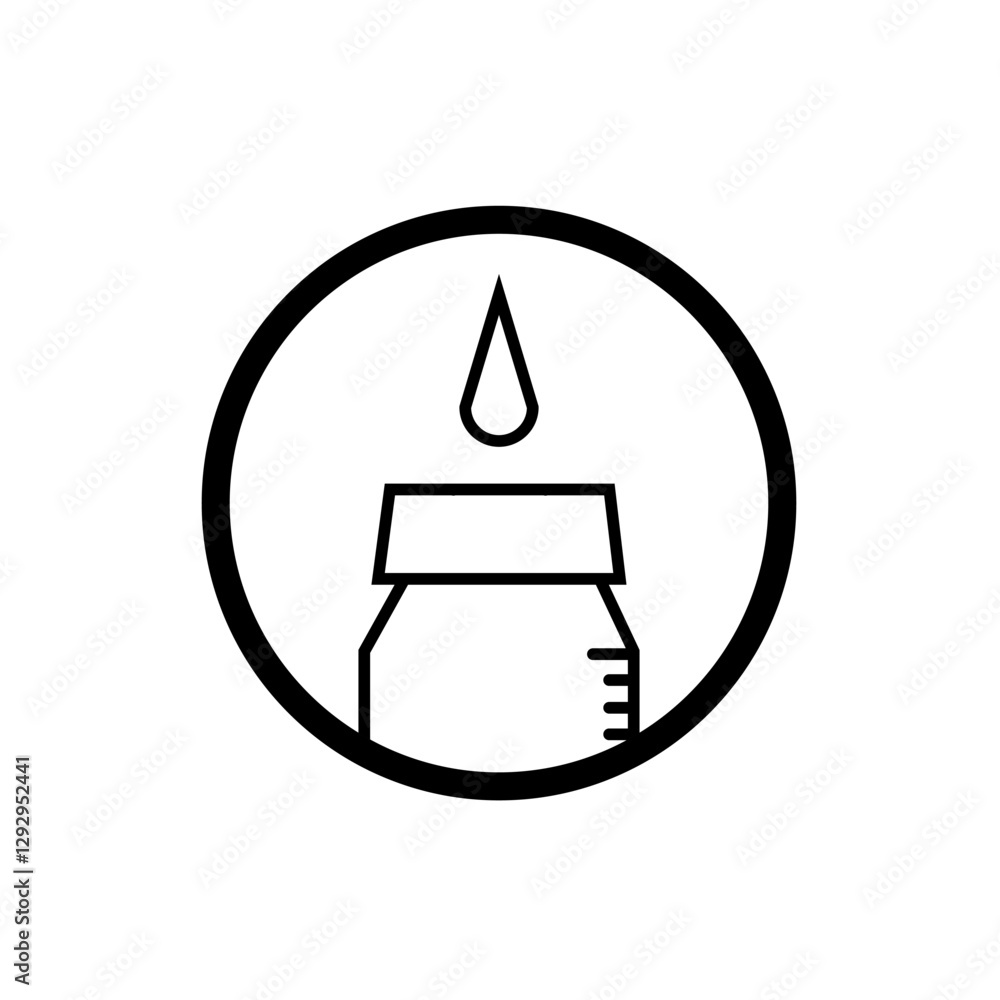 icon design of filling water in a bottle inside a circle in black line art style on a white background icon design of filling water in a bottle inside a circle in black line art style on a white background