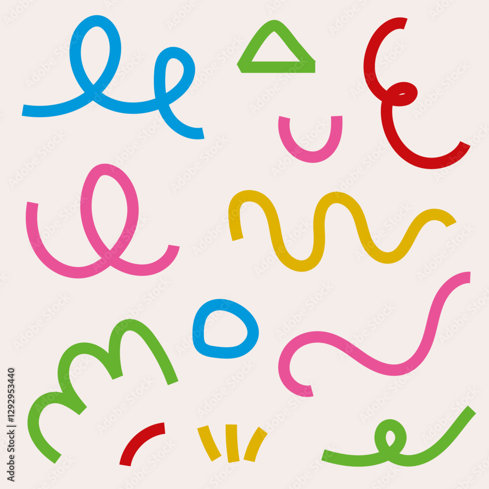 Fototapeta premium Vibrant Abstract Shapes Collection in Bold Doodle Style for Creative Decorative Designs