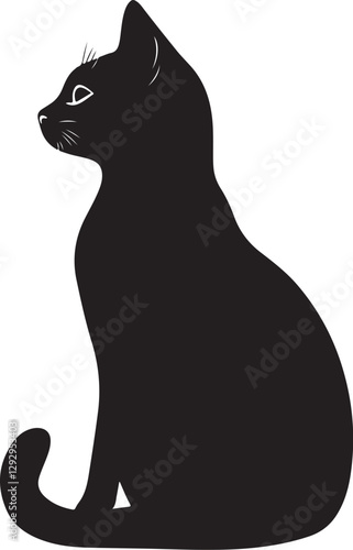 cat back silhouette white background