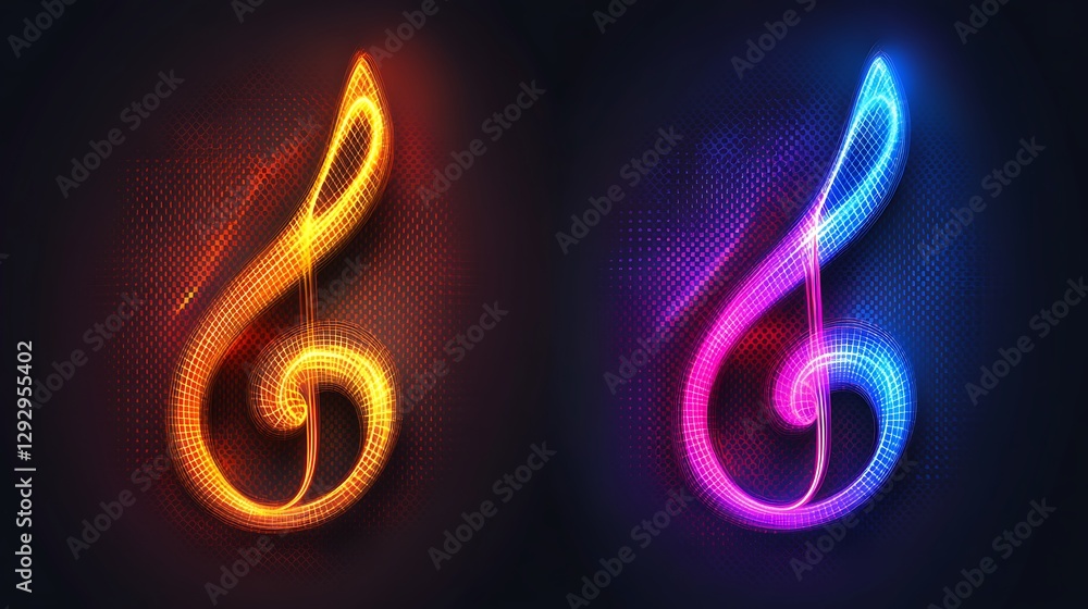 G Clef Neon Light Abstract Music Design G Clef Neon Light Abstract Music Design
