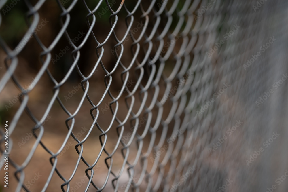 Fototapeta premium Closeup seamless fence chain, Iron wire fence.